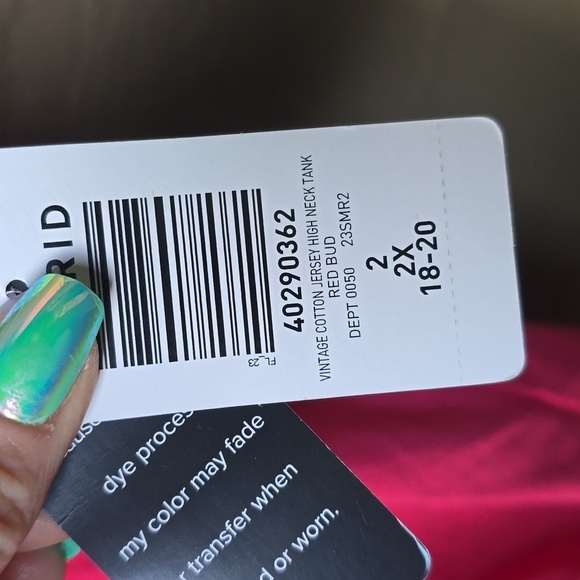 Torah Vintage Cotton Jersey High Neck Tank Red Bud Rose Pink 2x NEW - Picture 7 of 9